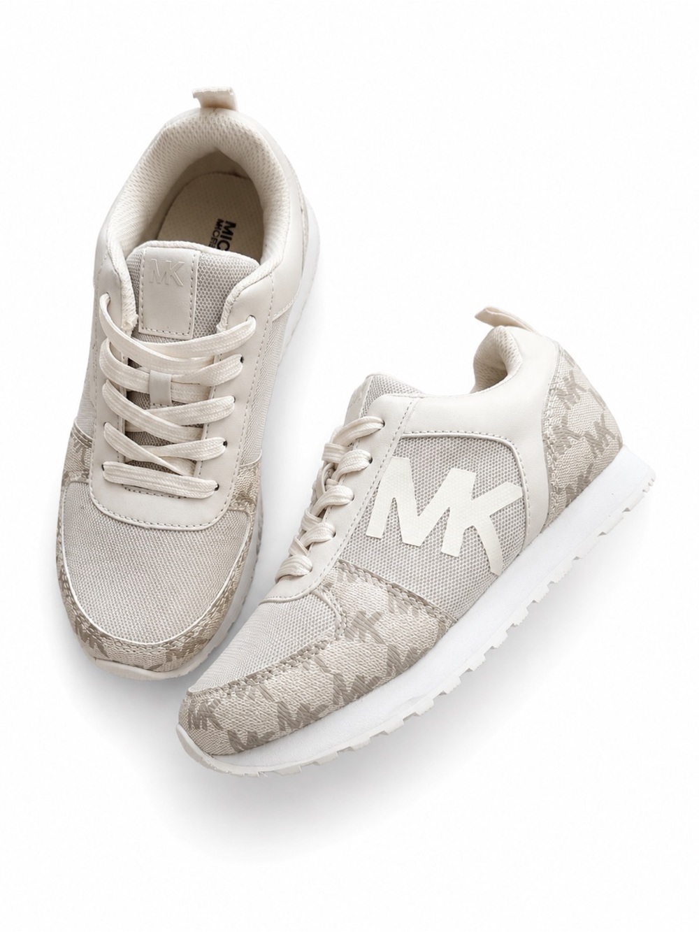 Michael Kors Cream and Beige MK Logo Casual Sneakers